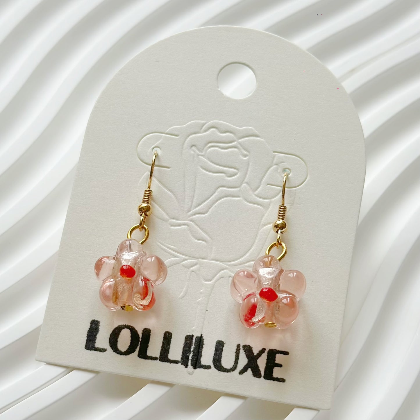 LolliLuxe Jewelry handcrafted glass earrings.